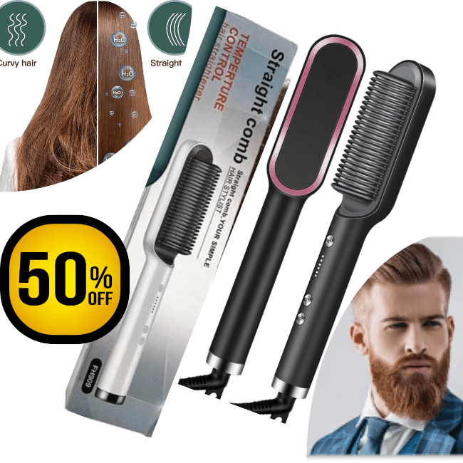 Hair Straightener Brush - RING Curly Hair Straightener Hair Silky Straightening Comb - My Store