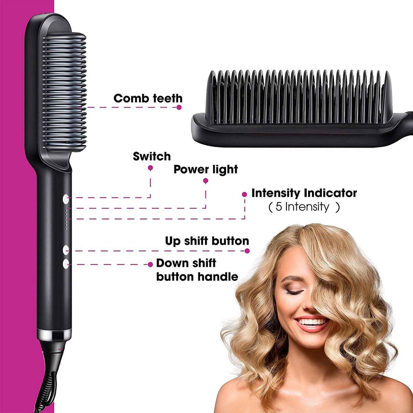 Hair Straightener Brush - RING Curly Hair Straightener Hair Silky Straightening Comb